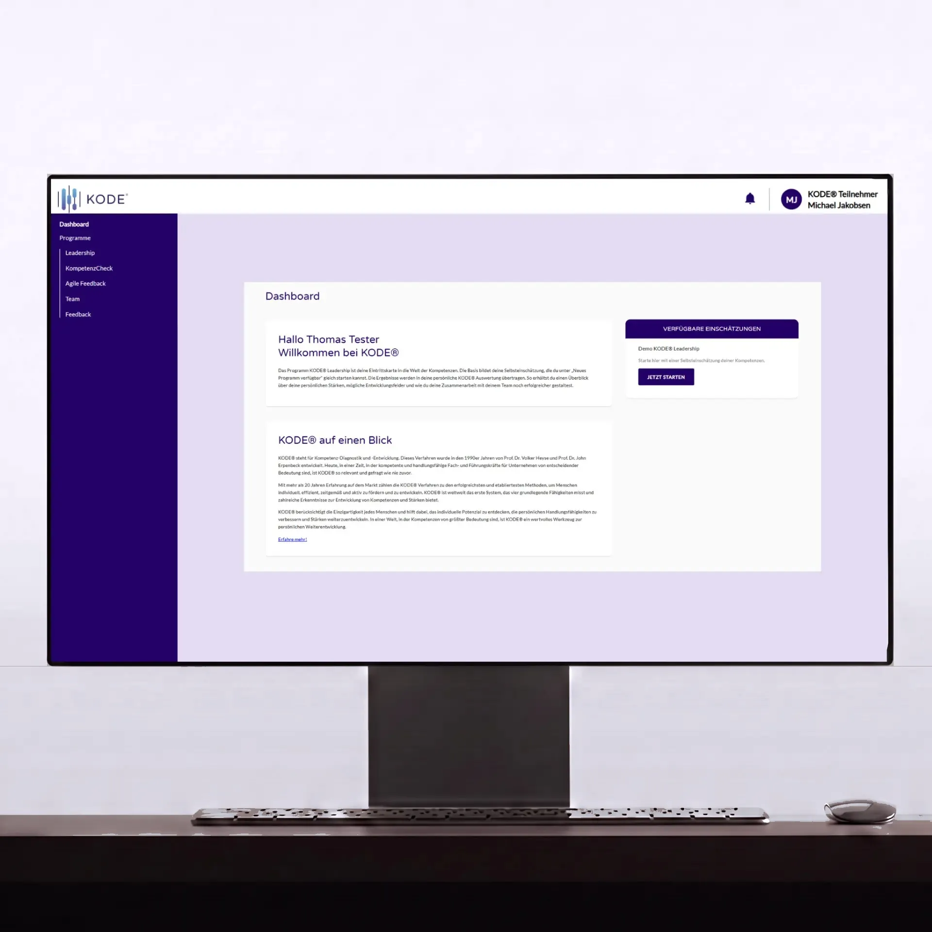 Eigener Cloud-Zugang in KODE® Diagnostics: persönliches Dashboard der eingeschätzten Person mit der freigegebenen Auswertung